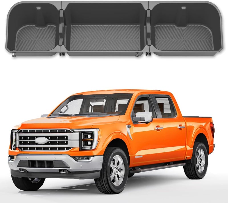 wonderdriver Wonderdrive Under Seat Storage Box Fit for 2015-2026 Ford F-150 F150 SuperCrew Cab, 2017-2026 F-250/F-350/F-450/F-550 Super Duty, Upgraded Rear Truck Underseat Organizer Cargo Box - Image 1