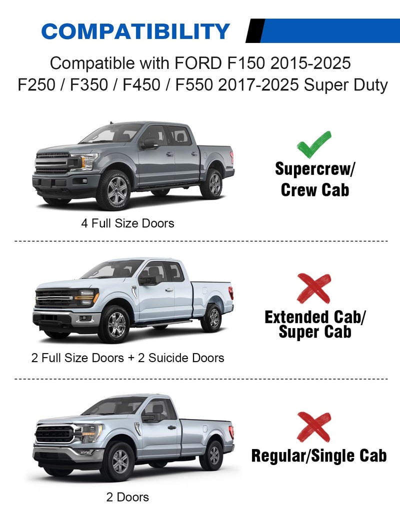 wonderdriver Wonderdrive Under Seat Storage Box Fit for 2015-2026 Ford F-150 F150 SuperCrew Cab, 2017-2026 F-250/F-350/F-450/F-550 Super Duty, Upgraded Rear Truck Underseat Organizer Cargo Box - Image 2