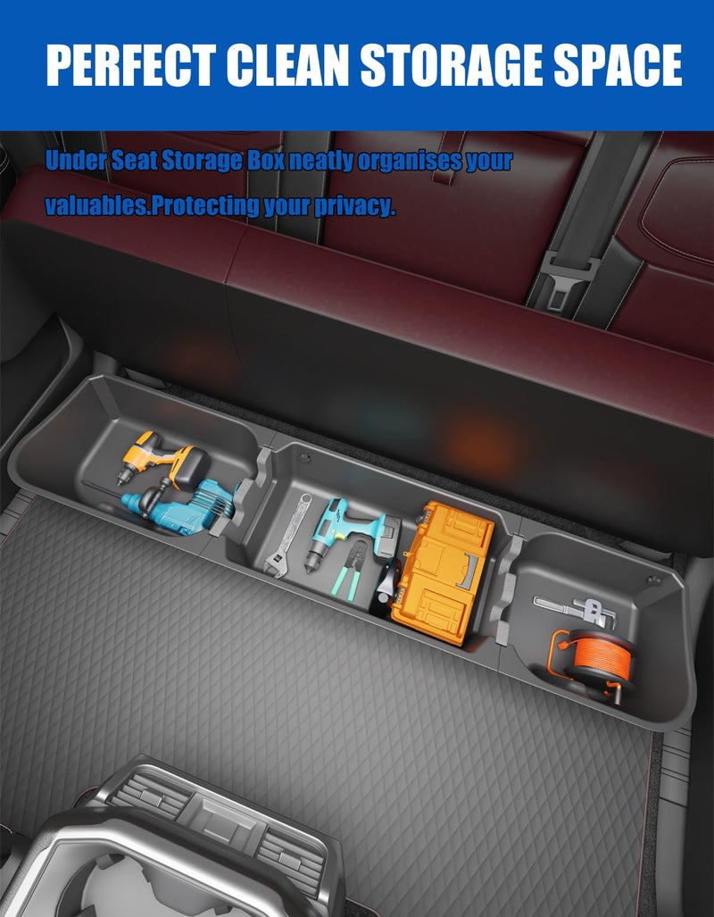wonderdriver Wonderdrive Under Seat Storage Box Fit for 2015-2026 Ford F-150 F150 SuperCrew Cab, 2017-2026 F-250/F-350/F-450/F-550 Super Duty, Upgraded Rear Truck Underseat Organizer Cargo Box - Image 5