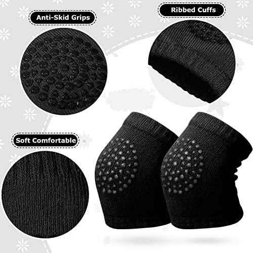 Syhood 10 Pairs Baby Crawling Anti-Slip Knee Pads and Anti-Slip Baby Socks Set Unisex Toddler Knee Protectors Non Slip Ankle Socks (Black) - Image 3