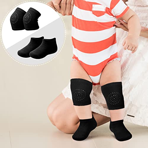 Syhood 10 Pairs Baby Crawling Anti-Slip Knee Pads and Anti-Slip Baby Socks Set Unisex Toddler Knee Protectors Non Slip Ankle Socks (Black) - Image 4
