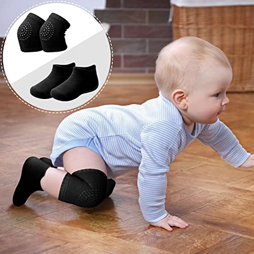 Syhood 10 Pairs Baby Crawling Anti-Slip Knee Pads and Anti-Slip Baby Socks Set Unisex Toddler Knee Protectors Non Slip Ankle Socks (Black) - Image 5