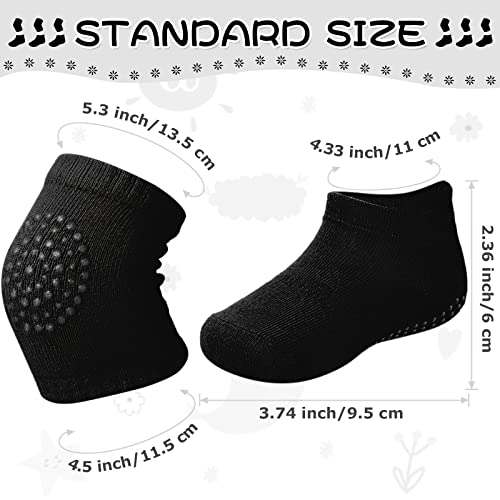 Syhood 10 Pairs Baby Crawling Anti-Slip Knee Pads and Anti-Slip Baby Socks Set Unisex Toddler Knee Protectors Non Slip Ankle Socks (Black) - Image 2