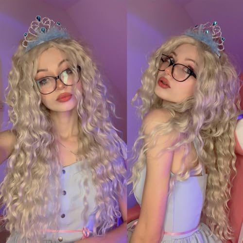 GNIMEGIL 26 Inch Long Blonde Curly Wigs for Women Golden Wig Wavy Synthetic Wig Heat Resistant Looking Natural Hair Halloween Costume for Girls Cosplay - Image 3
