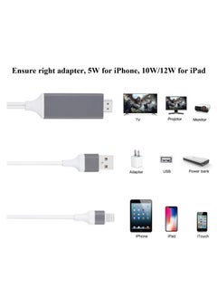 Generic [Apple MFi Certified] Lightning to HDMI Adapter Cable, Compatible with iPhone iPad to HDMI Adapter Cable, 1080P Lightning Digital AV Adapter HDTV Cable for iPhone to TV Projector Monitor - 6.6ft White  - Image 4