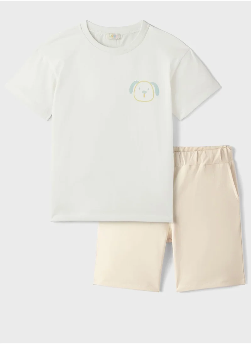 JUNE Kids Crew Neck T-Shirt And Short Set