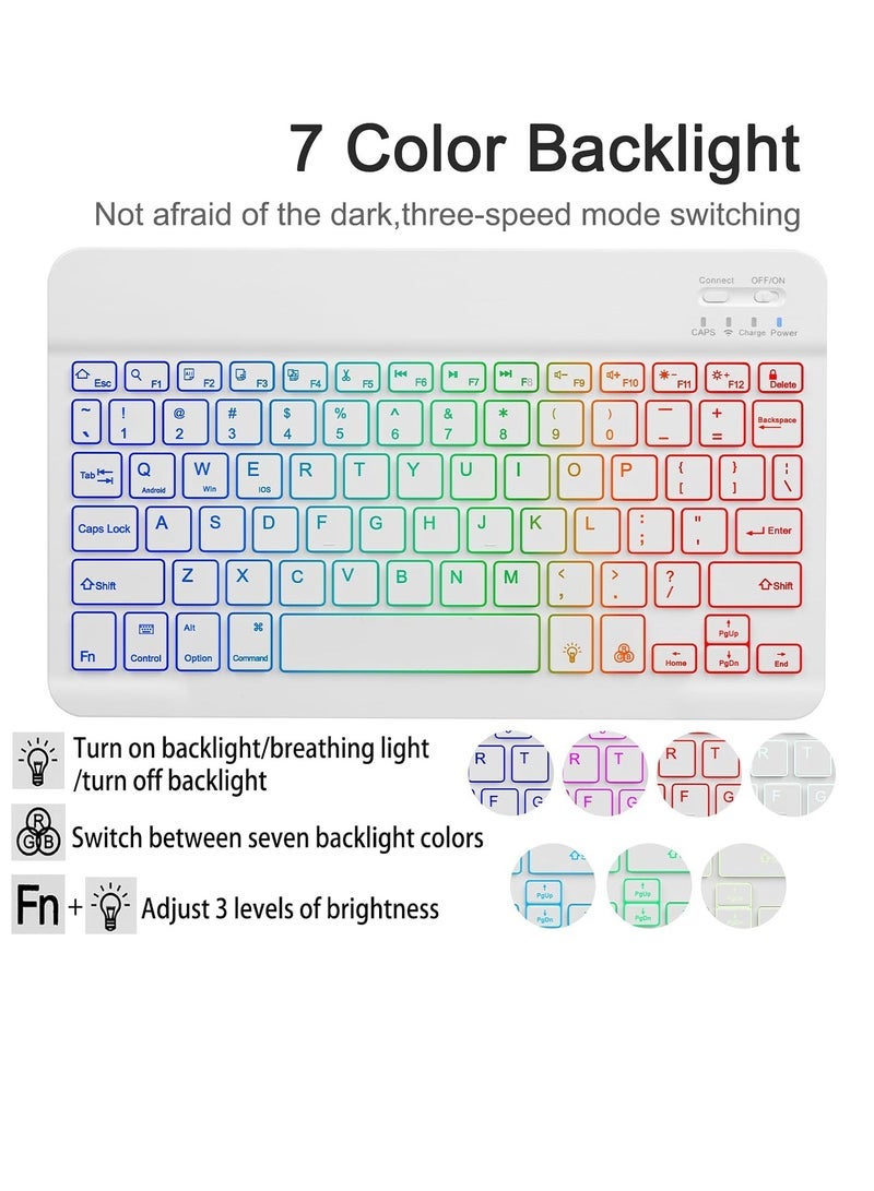 general Case with Keyboard for Samsung Galaxy Tab A9 Plus 11 inch (SM-X210/X215/X216/X218),7 Color Rainbow Backlight Detachable USB-C Keyboard Magnetic Case with Pen Slot for Tablet A9+ 5G Sky Blue - Image 5