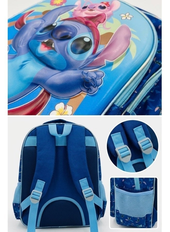 STITCH school bag set with lunch bag and pencil case ,stitch theme,blue,44x34x20 cm ,large capacity,3 piece - Image 3