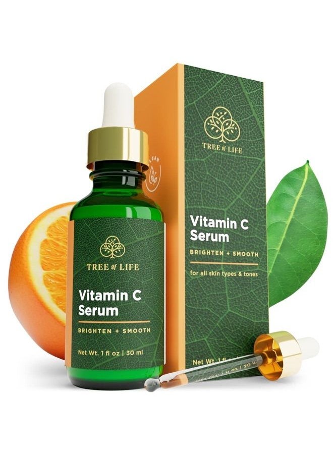 Tree of Life Beauty - Tree of Life Vitamin C Serum for Face - 1 Fl Oz Skin Care Serums - Moisturizing Vitamin E for Brightening & Smoothing Dry Skin, Anti-Aging, Wrinkles & Dark Spot, Sensitive Skin - Dermatologist-Tested - Image 1