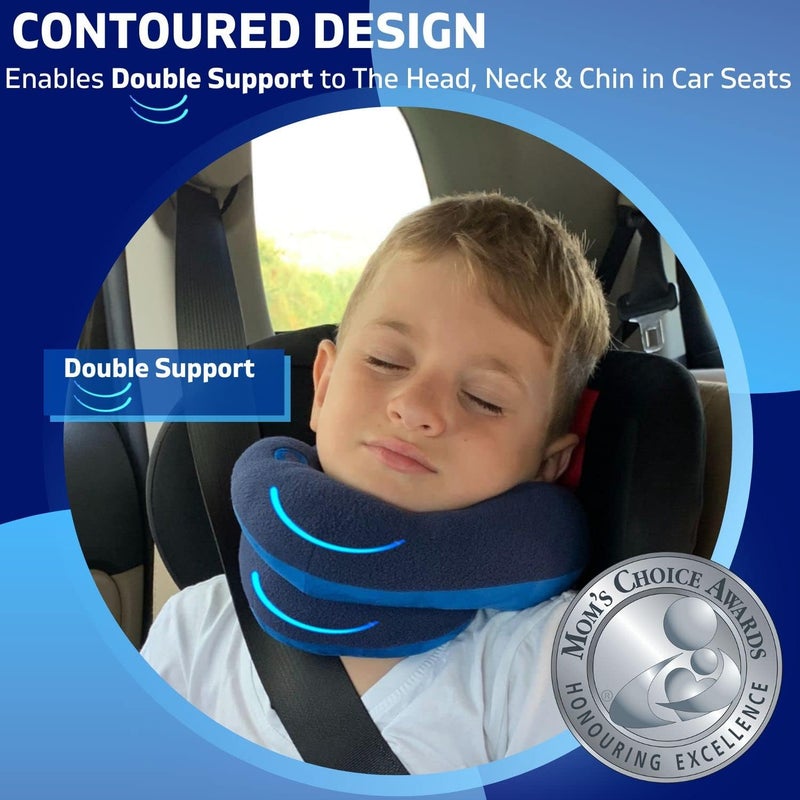 BCOZZY Kids Chin Supporting Travel Pillow for 3-7 Y/O -Stops The Head from Falling Forward– Comfortable Road Trip Essential. Soft, Washable, Small Size, Cherry Pink, Cat Bag and Cat Moodizz - Image 2