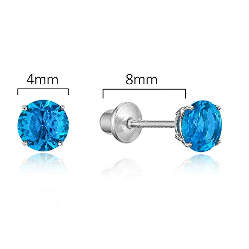 Lovearing 925 Sterling Silver Rhodium Plated 4mm Cubic Zirconia Stud Screwback Baby Girls Earrings - Image 2