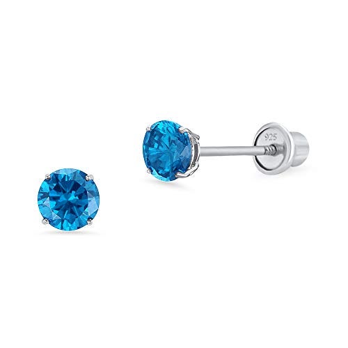 Lovearing 925 Sterling Silver Rhodium Plated 4mm Cubic Zirconia Stud Screwback Baby Girls Earrings - Image 1