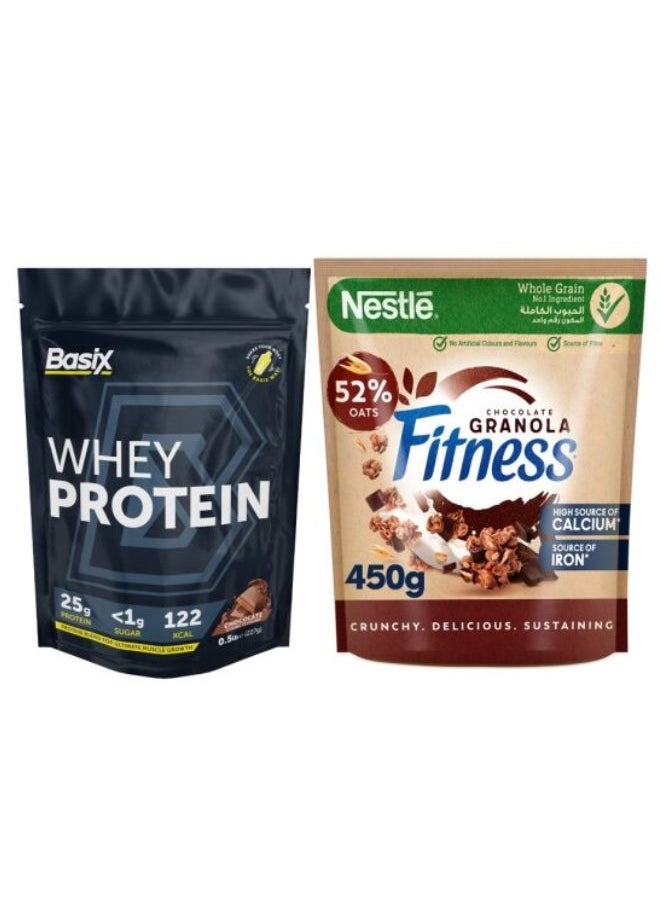 Fitness - Nestle Fitness Granola Chocolate Cereals Plus Whey Protein 450+227grams Single - Image 1