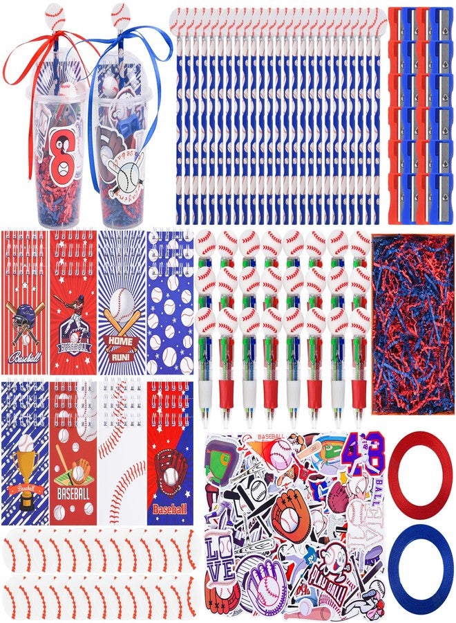 LiYiQ 247 Pcs Baseball Party Supplies Return Gifts for Party, Student Stationery Gifts from Teacher Rewards Prizes, Pencil Erasers Notebooks Stickers for Baseball Classroom Birthday - Image 1