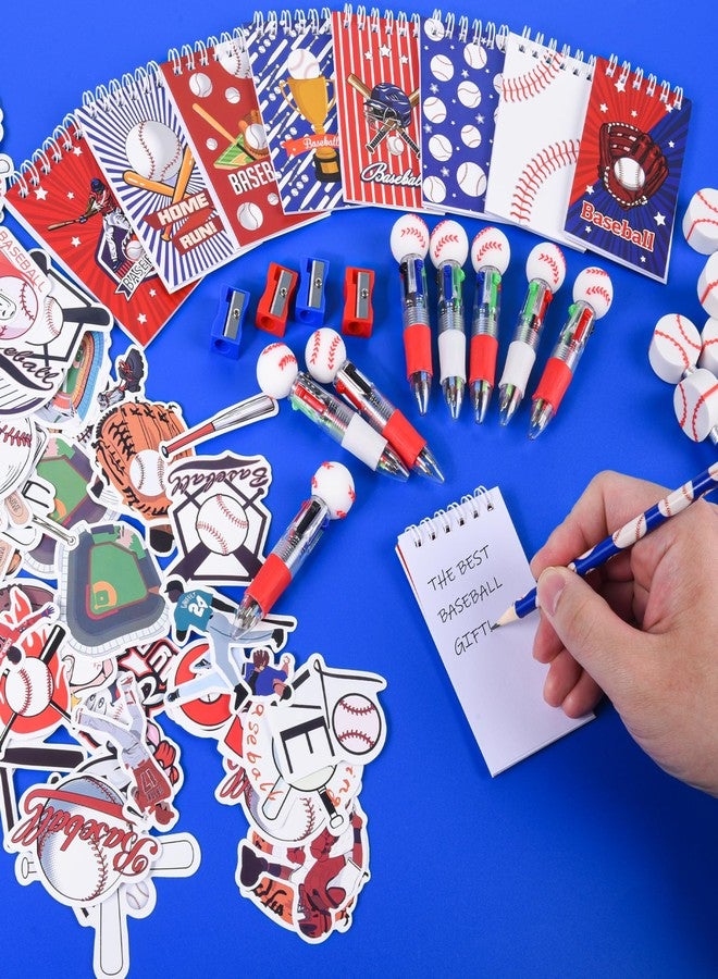 LiYiQ 247 Pcs Baseball Party Supplies Return Gifts for Party, Student Stationery Gifts from Teacher Rewards Prizes, Pencil Erasers Notebooks Stickers for Baseball Classroom Birthday - Image 2