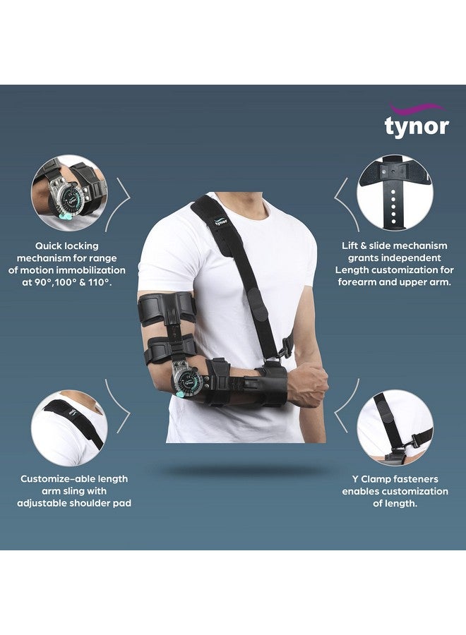Tynor Tynor ROM Elbow Brace, with Adjustable Range of Motion | Support Elbow Injuries, Post-Surgery Recovery, Stabilizing Arm Brace for Pain Relief & Joint Protection | Universal Size, Left (1 Unit, Black)  - Image 3