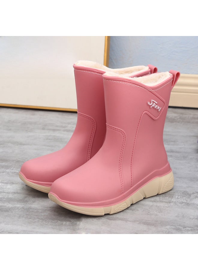 Fashion Rain Boots Women's Mid-barrel Rain Boots Thick-soled Non-slip Outer Rubber Shoes Waterproof Outdoor Fishing Car Wash Water Shoes Women