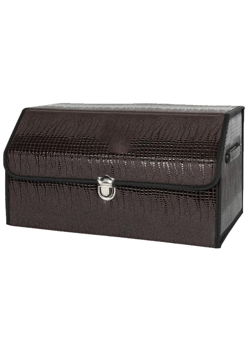 Manful Outdoor Foldable Car Trunk Storage Box Brown, Car Storage Box, Thick Leather Storage Box Storage Box, Foldable  - Image 1