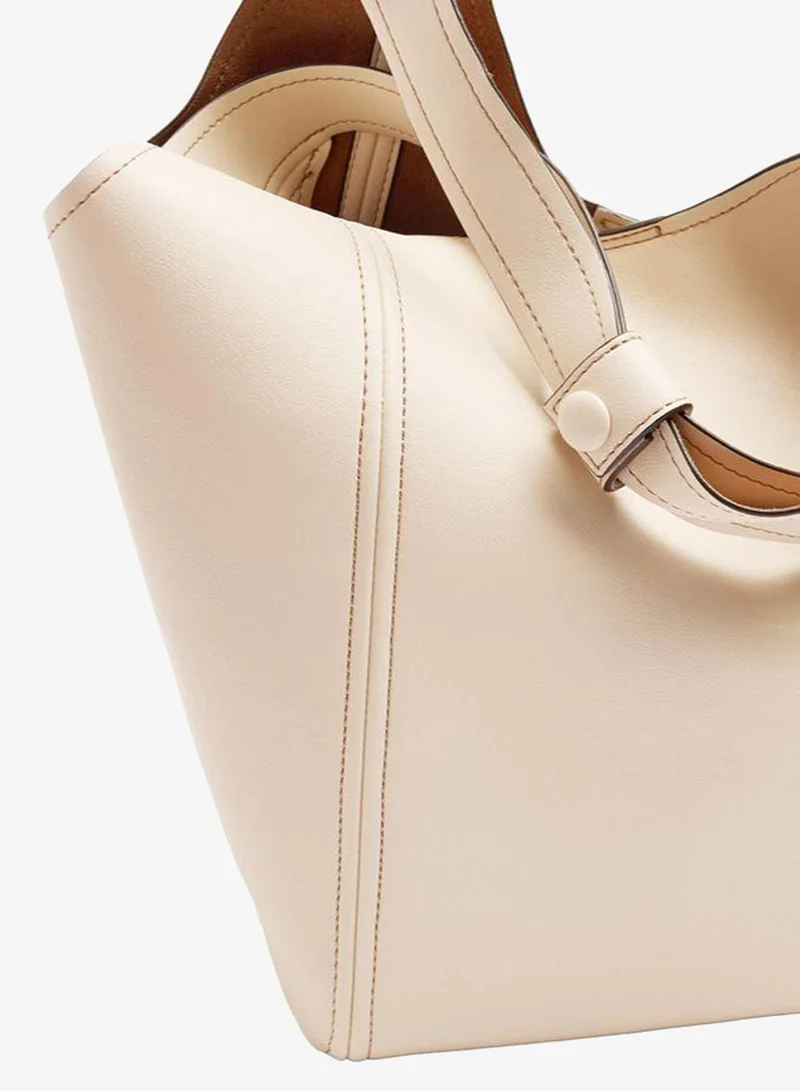Parfois White Shopper Bag With Topstitching for Women | Best Price UAE