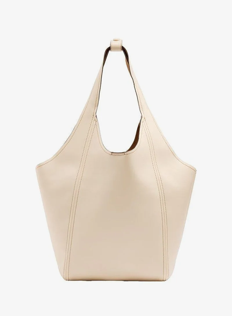 Shopper Bag With Topstitching