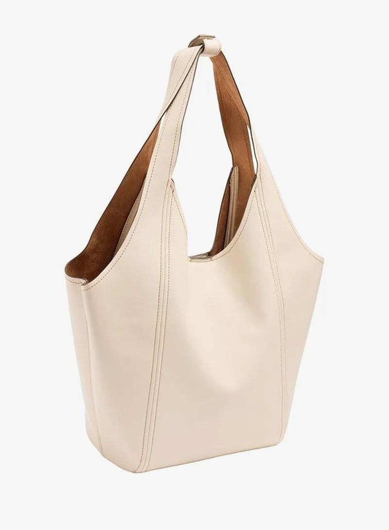 Parfois White Shopper Bag With Topstitching for Women | Best Price UAE