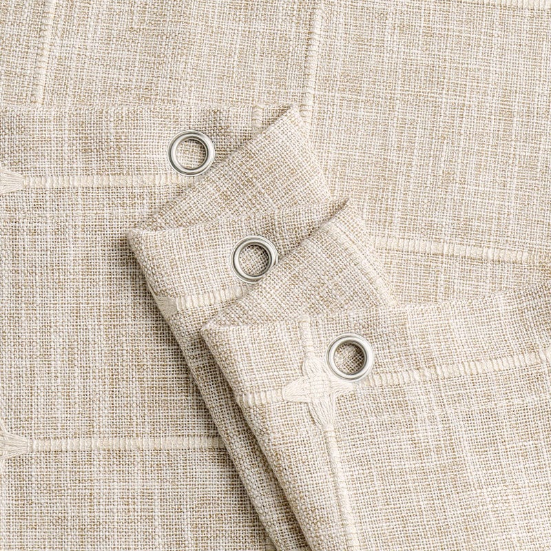 Mitovilla Boho Farmhouse Startain Stain مجموعة حديثة من الكتان القطن النسيج الستائر دش للدش لصالح حمام ريفي محايد تان البوهيمي البوهيمي روفات 72 × 72 - Image 4