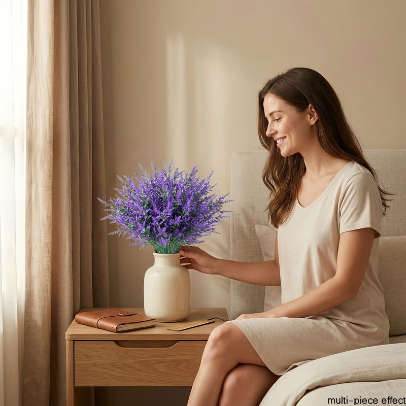 36pcs Light Luxury Tassel Flowing Light Artificial Green Plants Faux Shrubs UV Resistant Simulated Lavender Soft Purple Flower Spikes For Spring Living Room Tabletop Nightstand Balcony Garden Porch Decoration - Image 3