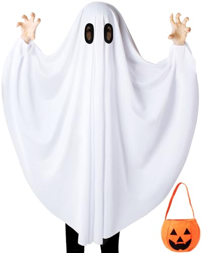 Oskiner Ghost Costume for KidsWhite Ghost costumes with Pumpkin Bag Spooky Halloween for Boys Girls Toddler - Image 1