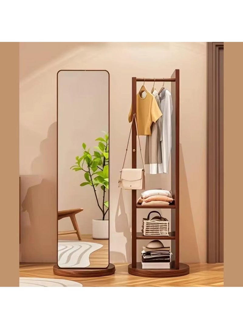 MONOGUE Rotating Solid Wood Dressing Mirror Cabinet with Storage Full Length Rotatable Mirror - Image 1