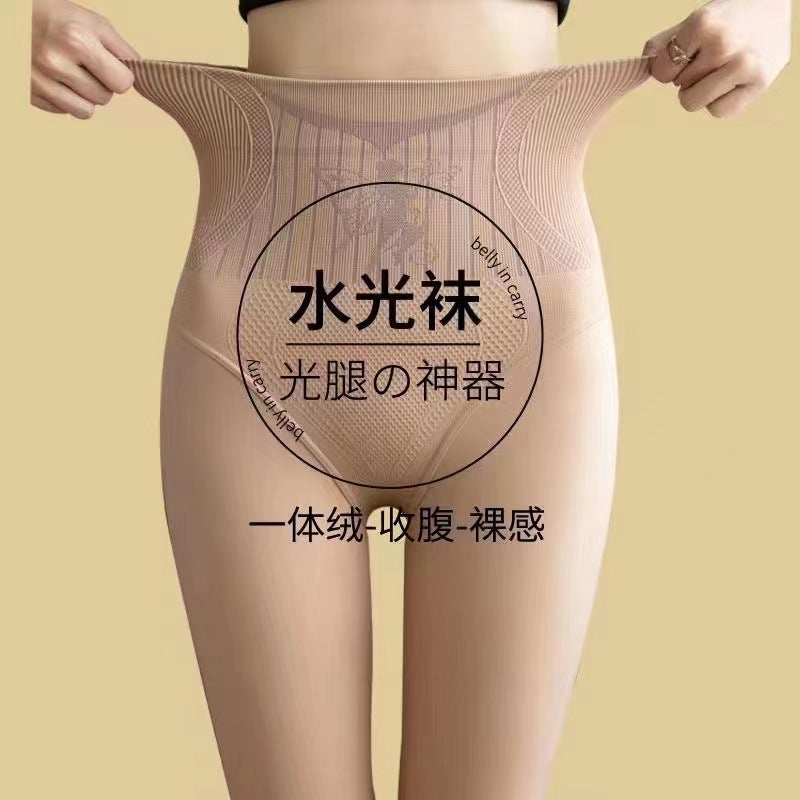 Light leg artifact flower fairy 2024 autumn and winter fleece-lined water light socks naked high waist abdomen ladies wear bottoming socks - Image 2
