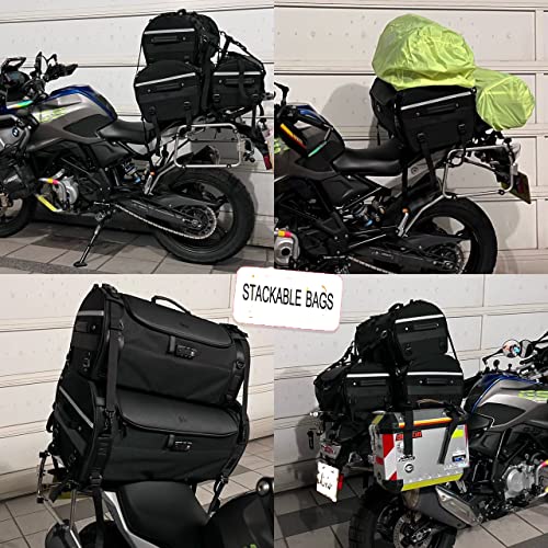 Niche Stackable Tail Bag, Three sizes, Motorcycle Rear Seat Bag with Waterproof Rain Cover, Motorbike Travel Luggage, Zipper closure, Large Capacity-22L - Image 3