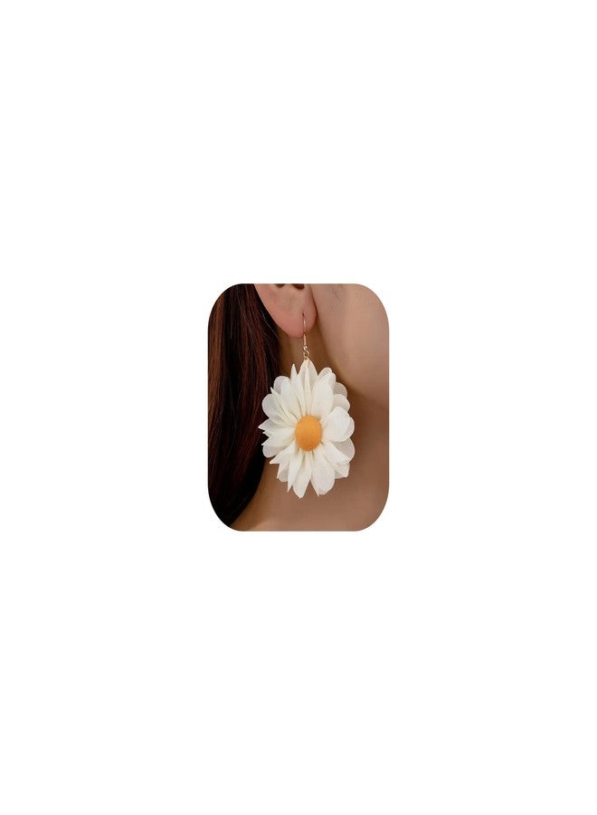 Novearring أقراط زهور للنساء، ثلاثية الأبعاد، زهرة عباد الشمس، زهرة الأقحوان، كبيرة الحجم، متدلية، بنمط بوهيمي، إكسسوارات فساتين، هدايا مجوهرات - Image 1