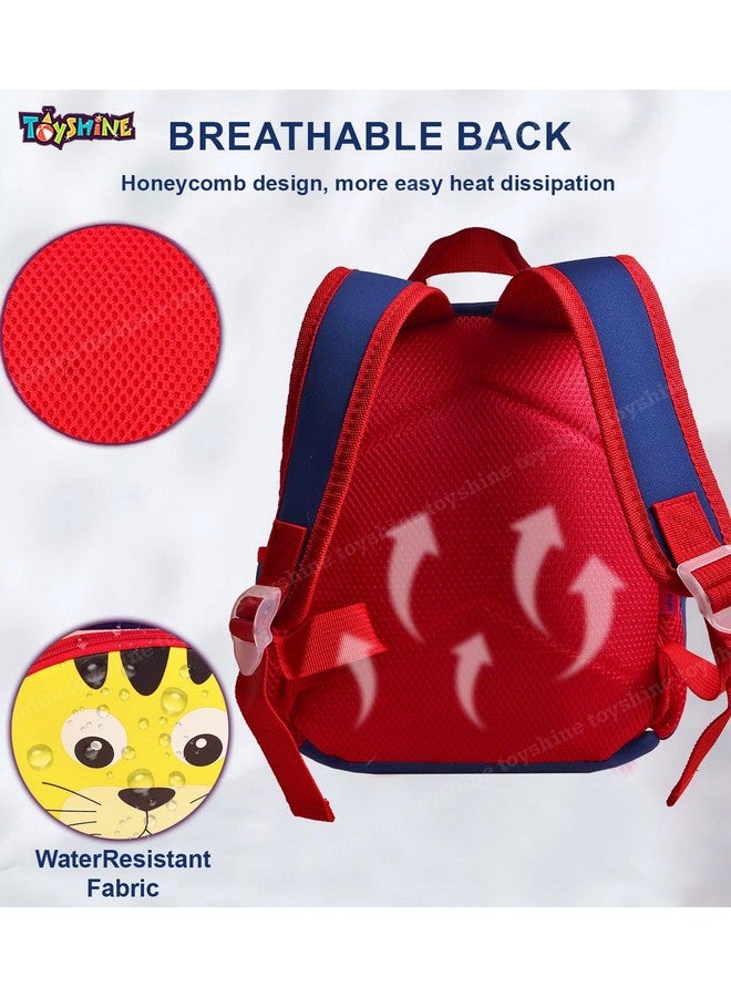 توي شاين حقيبة ظهر Toyshine مقاس 12 بوصة بتصميم وجه نمر لطيف للأطفال والبنات والأولاد وحقيبة ظهر للأطفال الصغار وحقيبة سفر للأطفال في مرحلة ما قبل المدرسة - مقاس صغير - أصفر ومتعدد الألوان - Image 4