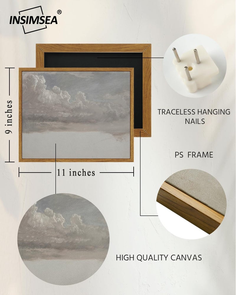 InSimSea InSimSea Framed Canvas Wall Art Vintage Decor  Home Decor Classical Oil Painting Cloud Study Wall Decorations for Living Room  Canvas Pictures Art for Bedroom Bathroom Gallery Decor  9""x11""  - Image 4