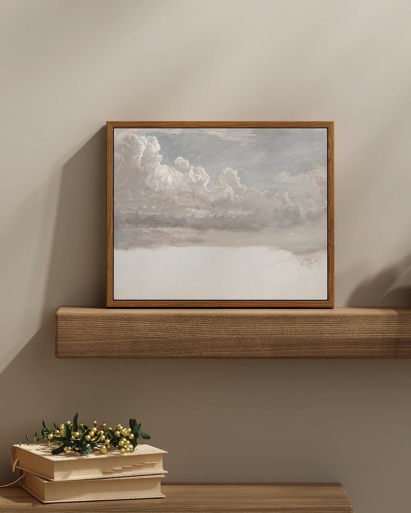 InSimSea InSimSea Framed Canvas Wall Art Vintage Decor  Home Decor Classical Oil Painting Cloud Study Wall Decorations for Living Room  Canvas Pictures Art for Bedroom Bathroom Gallery Decor  9""x11""  - Image 1
