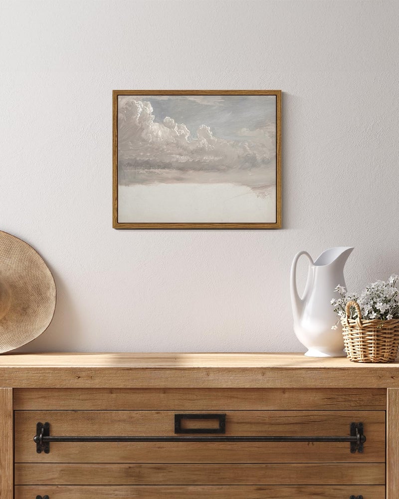 InSimSea InSimSea Framed Canvas Wall Art Vintage Decor  Home Decor Classical Oil Painting Cloud Study Wall Decorations for Living Room  Canvas Pictures Art for Bedroom Bathroom Gallery Decor  9""x11""  - Image 3