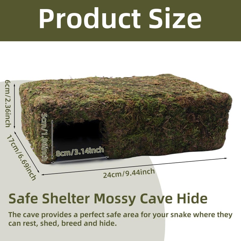 Hollima Mossy Cave Hide for Reptiles, Yellow Color Lizard Moss Hideout with Safe Shelter, Snake Cave Hut for Themed Terrarium Ideal for Gecko Hamster Snake to Rest & Hide - Image 2