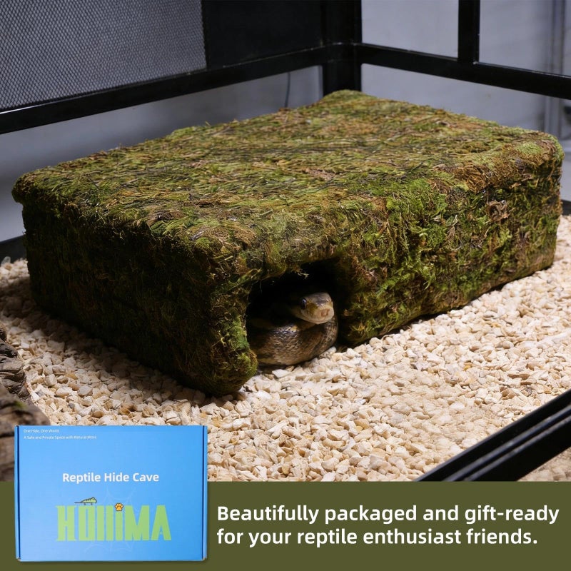Hollima Mossy Cave Hide for Reptiles, Yellow Color Lizard Moss Hideout with Safe Shelter, Snake Cave Hut for Themed Terrarium Ideal for Gecko Hamster Snake to Rest & Hide - Image 4
