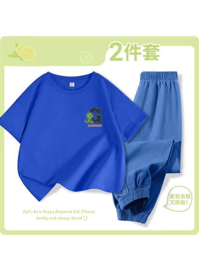 Jeanswest Boys' Outfit 2025 New Arrival - Kids' Lightweight Denim-like Mosquito-repellent Pants With Short-sleeve T-shirt & Long Pants For Summer - Image 2