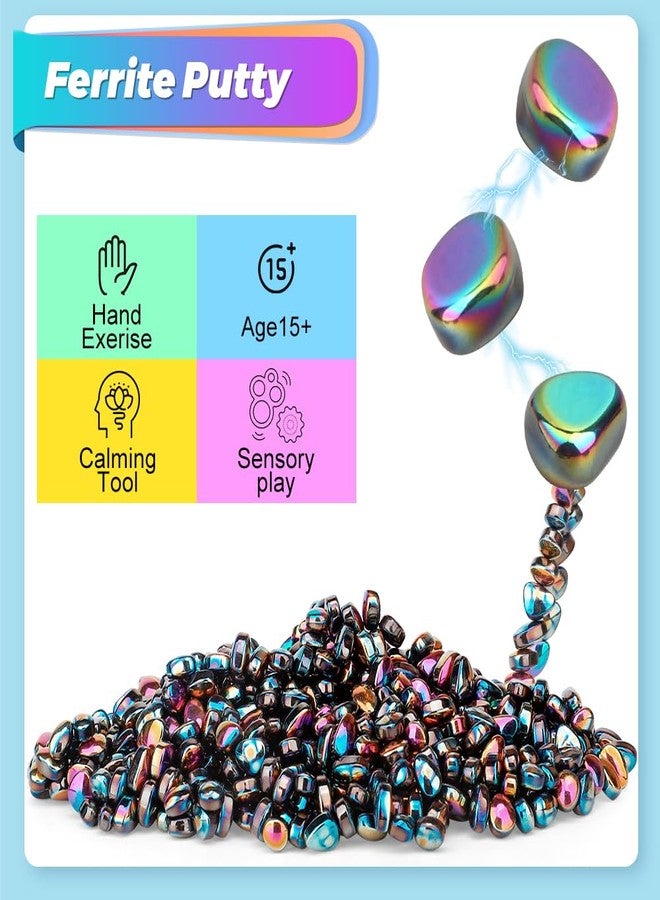 Dilabnba 550PCS Magnet Ferrite Putty Fidget Toy with 2PCS Large Magnet Rocks for Adults, Sensory Magnetic Ferrite Putty Stones Eggs Office Desk Toys Time-Killer for Men Women (Rainbow) - Image 4