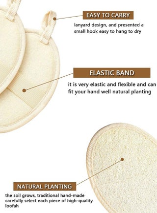 6PCS Natural Loofah Exfoliating Sponge Pads Facial Body Bath Shower Loofah Sponge Pad Exfoliating Scrubber Luffa Brush for Bath and Spa Beige - view 3