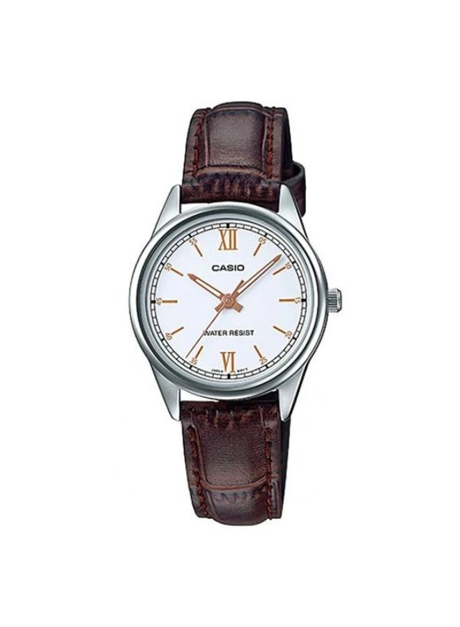 Casio Women's Watch - LTP-V005L-7B3UDF White Dial, Brown Band - Image 1