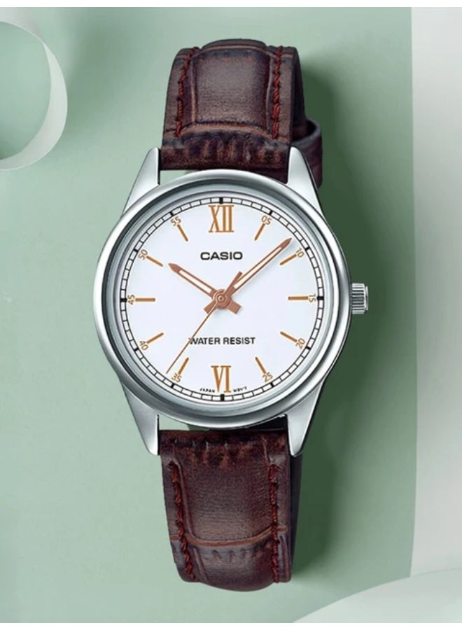 Casio Women's Watch - LTP-V005L-7B3UDF White Dial, Brown Band - Image 3