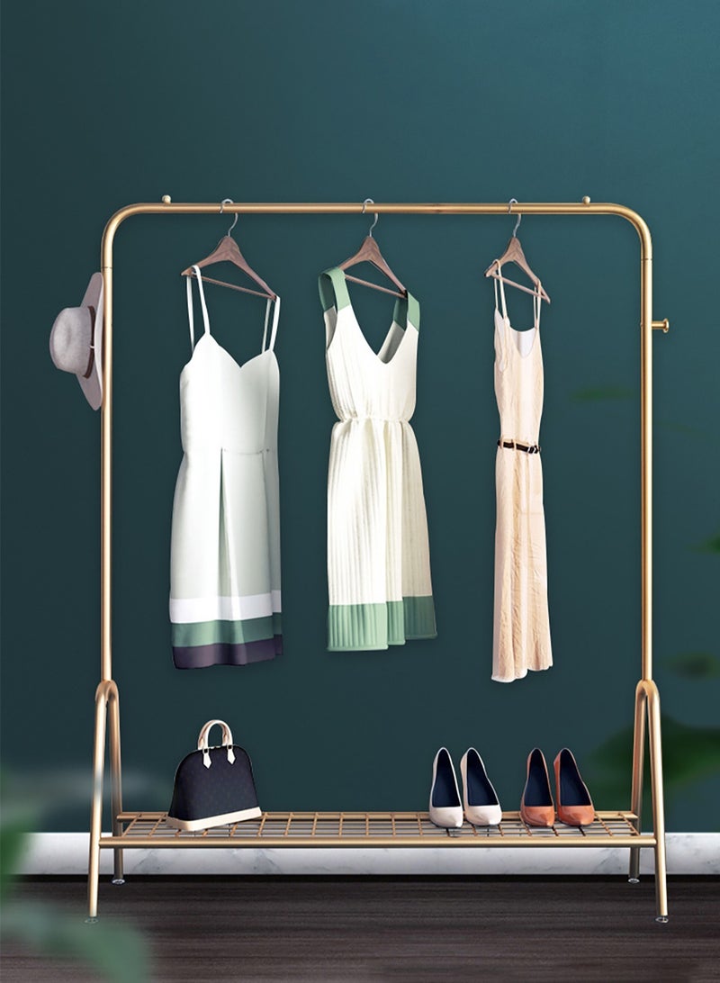 Merry Moments Modern Clothes Rack Garment Rack Clothing Rack Clothes Hangers Freestanding for Home Hotel Retail Metal Shelf Gold Colour H147xL120xW33 cm - Image 1