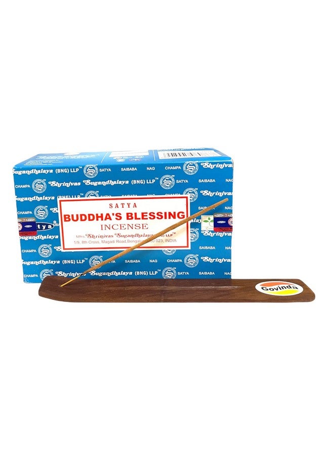 Govinda Govinda Incense Stick Holder Bundle with Satya Bangalore (BNG) Incense Sticks - 12 Boxes x 15 Grams (Buddha's Blessings) - Image 1