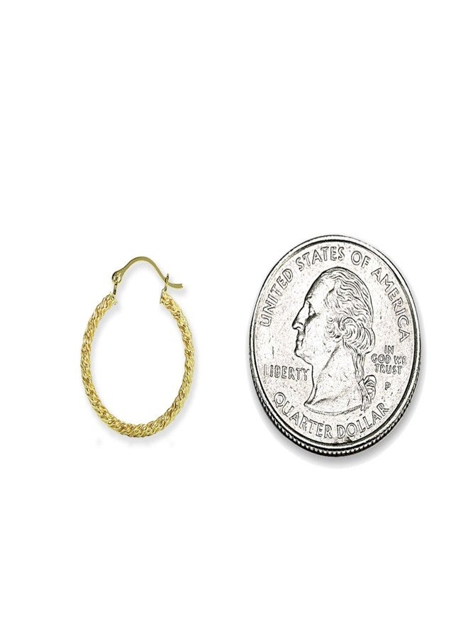 Hoops 4 Less 14K Gold 2x15mm Textured Twist Round Lightweight Click-Top Hoop Earrings - Image 2