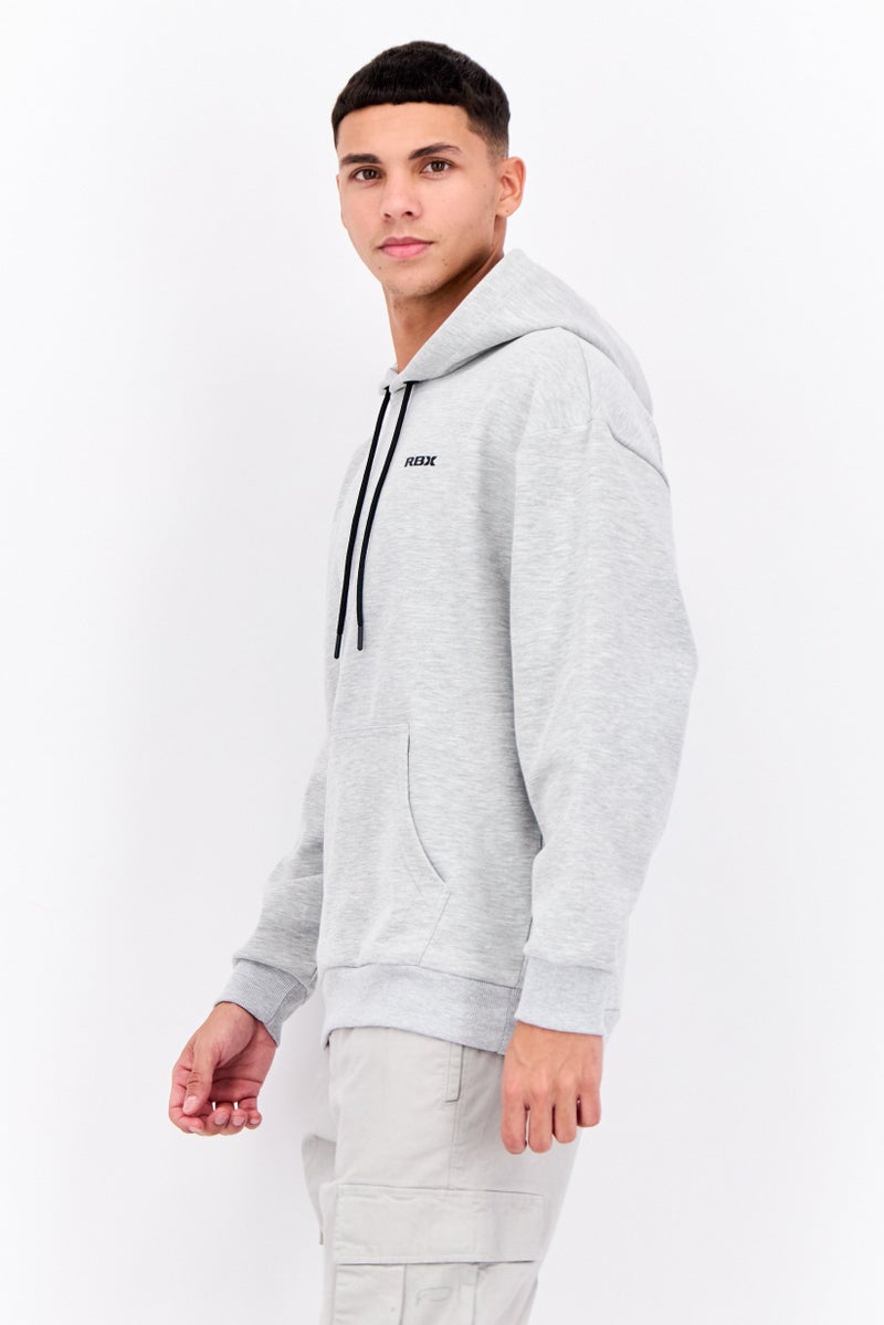 RBX Men Sportswear Fit Brand Logo Outdoor Hoodie, Light Grey Heather  - Image 2