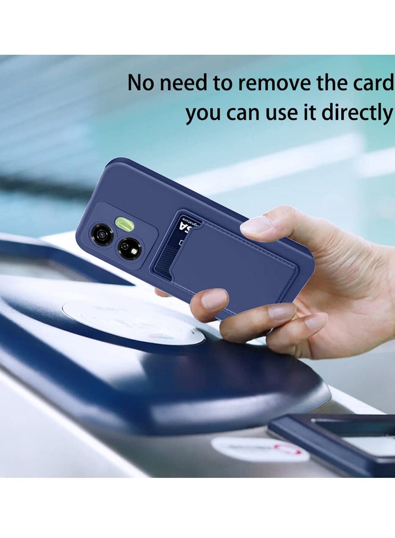Wtech Silicone TPU With Card Holder Case Cover For Itel P55+ / P55 Plus 4G 2024 Navy Blue  - Image 3