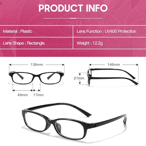 SODQW Office-Siren Blue Light Glasses for Women, Rectangle Frame, Y2K Small Eyewear, Anti Eyestrain Computer Glasses - Image 4