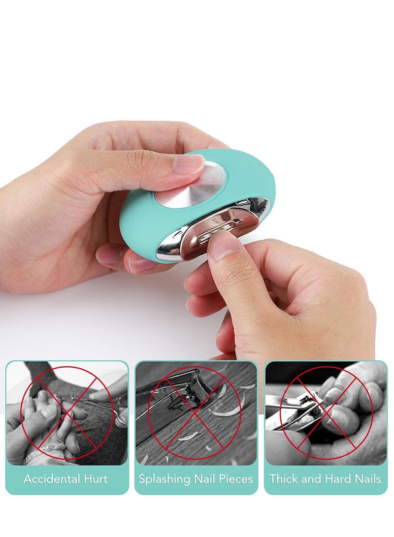 SOLARAE Nail Clippers, Safety Automatic Electric Trimmer Cutter for Fingernail, Which Suitable for Newborn Infant Toddlers Kids Seniors Children (Green) - Image 2